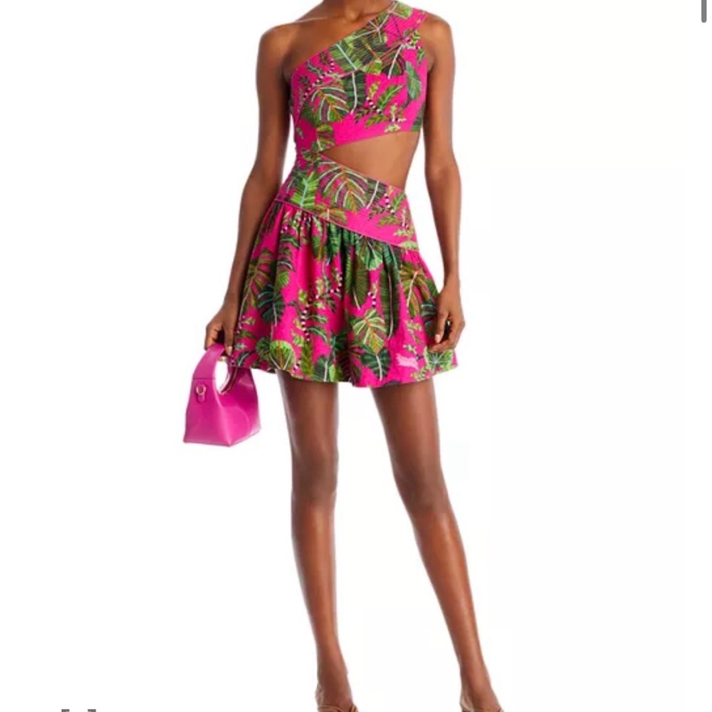 NWT Farm Rio Leaves One Shoulder Mini Dress Size Small